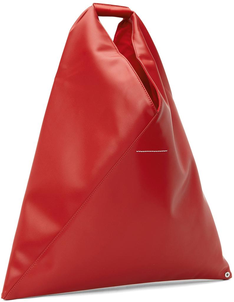 SSENSE Exclusive Red Medium Faux-Leather Triangle Tote商品第3张图片规格展示