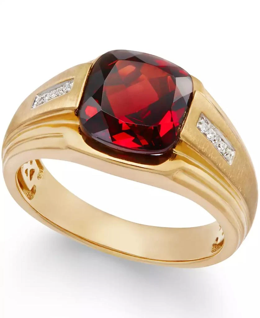 商品Macy's|Men's Garnet (5 ct. t.w.) and Diamond Accent Ring in 10k Gold,价格¥4263,第1张图片