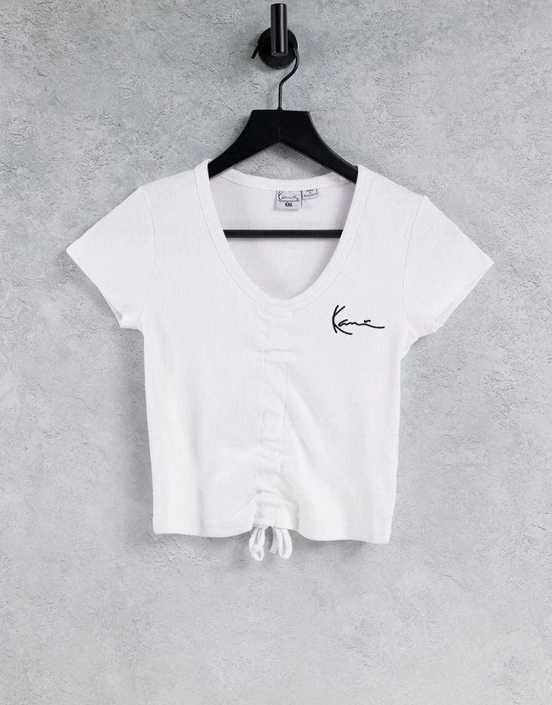 商品Karl Kani|Karl Kani cropped rib t-shirt with tie front & logo detail,价格¥111,第1张图片