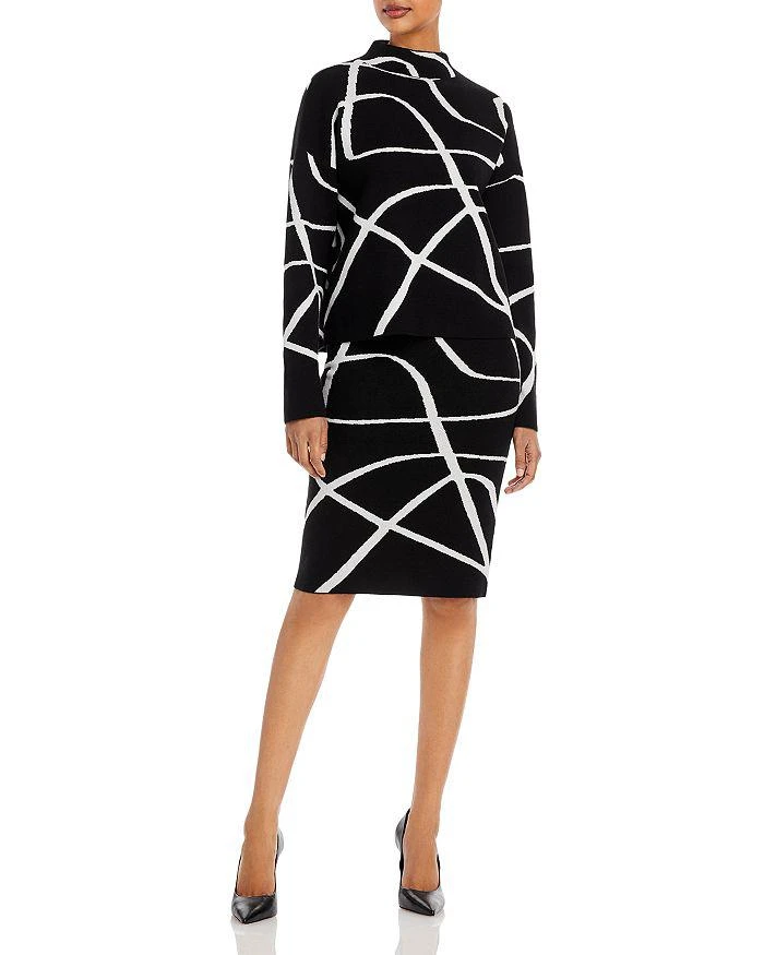 商品Tahari|Jacquard Paintstroke Patterned Sweater Skirt,价格¥192,第3张图片详细描述