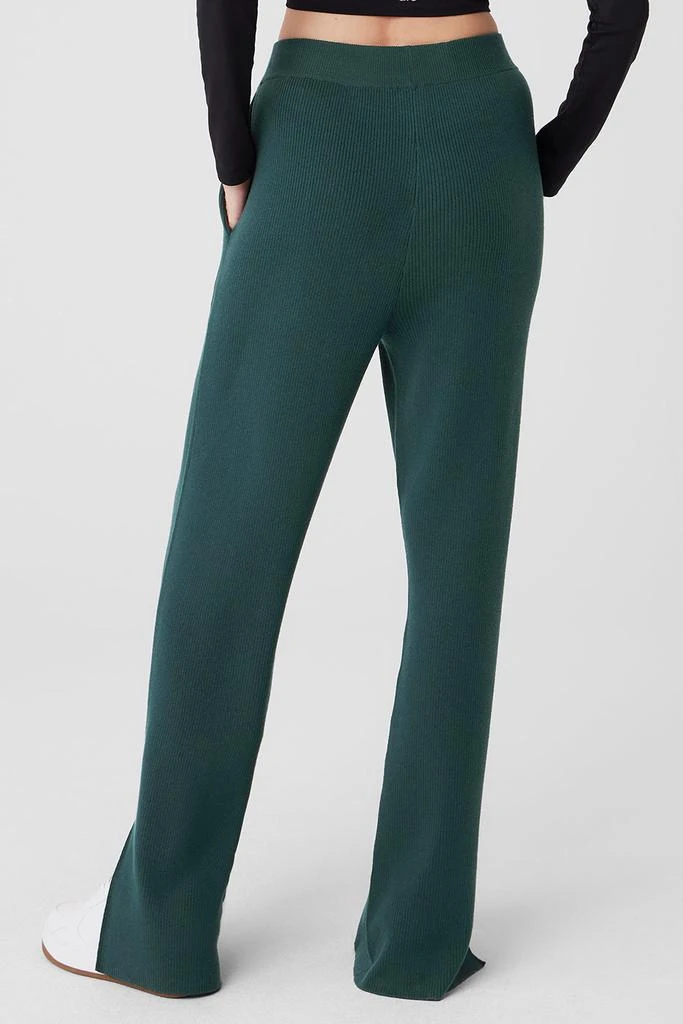 商品Alo|Knit High-Waist Salana Wide Leg Pant - Midnight Green,价格¥964,第3张图片详细描述