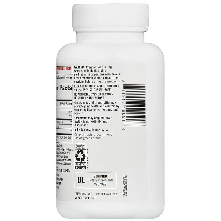 商品Walgreens|Advanced Triple Strength Glucosamine Chondroitin Tablets (40 days),价格¥199,第4张图片详细描述