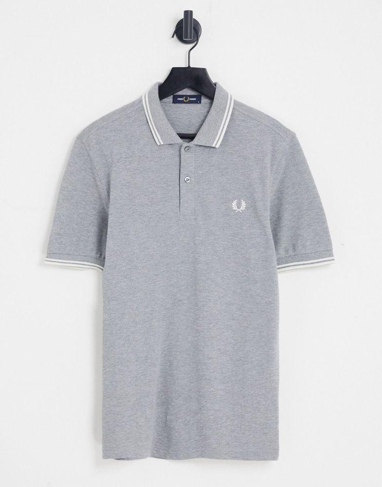 Fred Perry twin tipped polo shirt in grey商品第1张图片规格展示