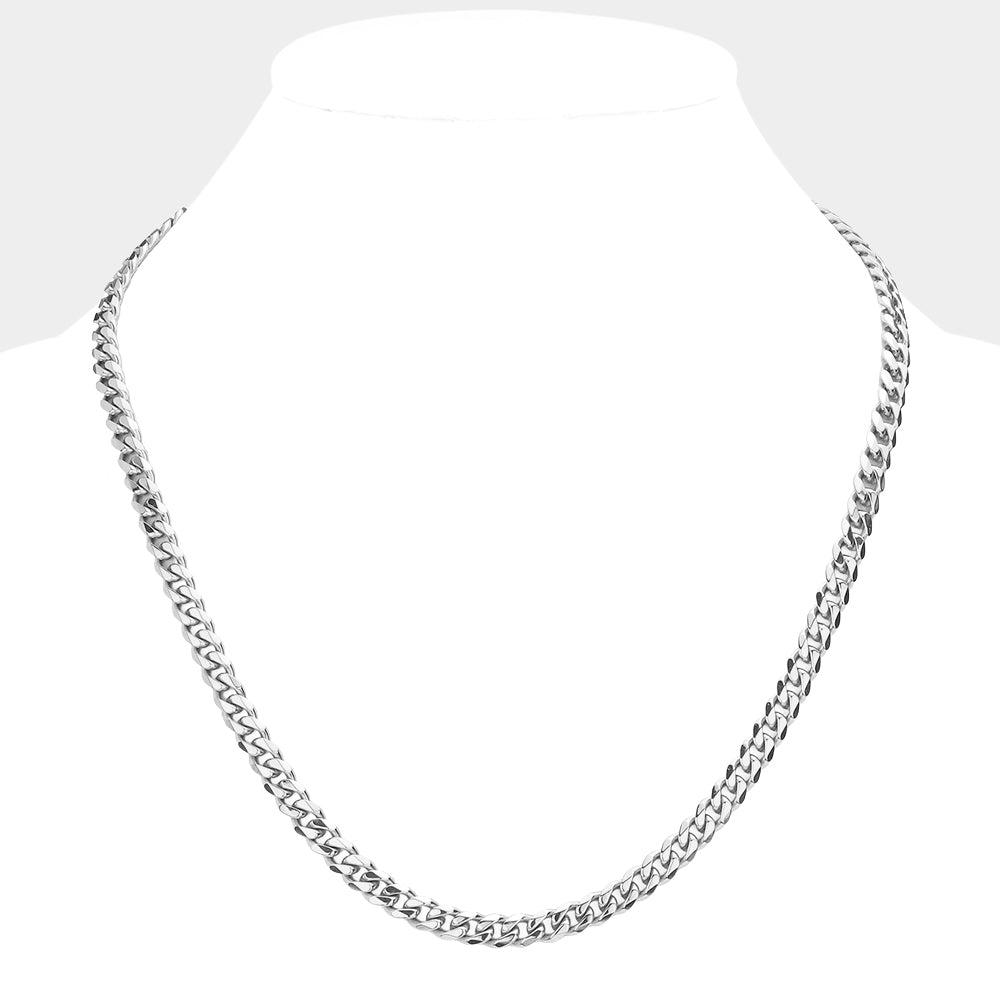 6 Diamantgeschliffene Edelstahl-Halskette, 16 Zoll, 4 mm, kubanische Metallkette image 2