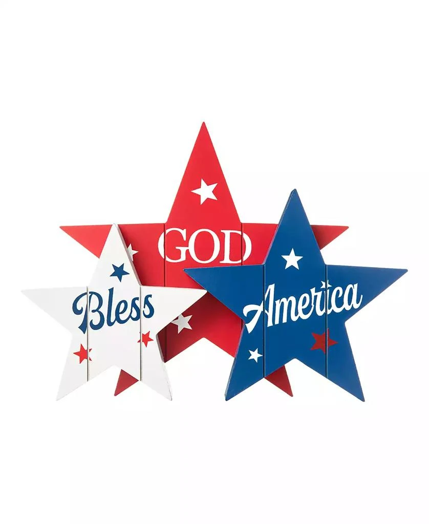 商品Glitzhome|11" Wooden Patriotic, Americana Stars Table Decor,价格¥179,第2张图片详细描述