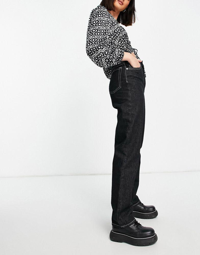 商品Topshop|Topshop Dad jean in raw black,价格¥150,第1张图片