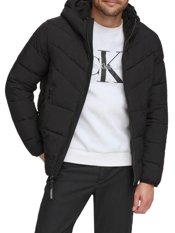 商品Calvin Klein|Faux Fur Hooded PufferJacket,价格¥1204,第1张图片