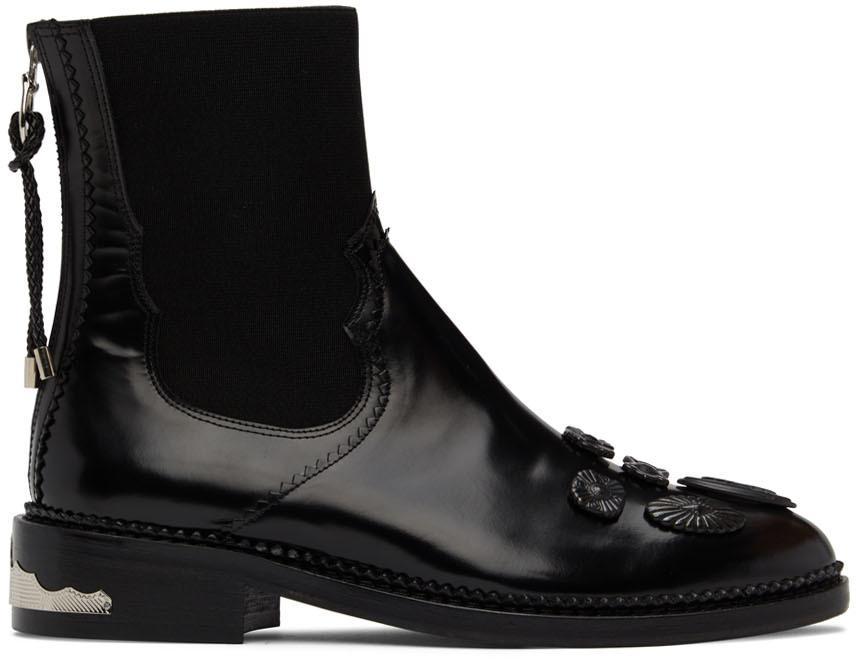 商品Toga Pulla|SSENSE 独家发售黑色 Embellished 切尔西靴,价格¥3312,第1张图片