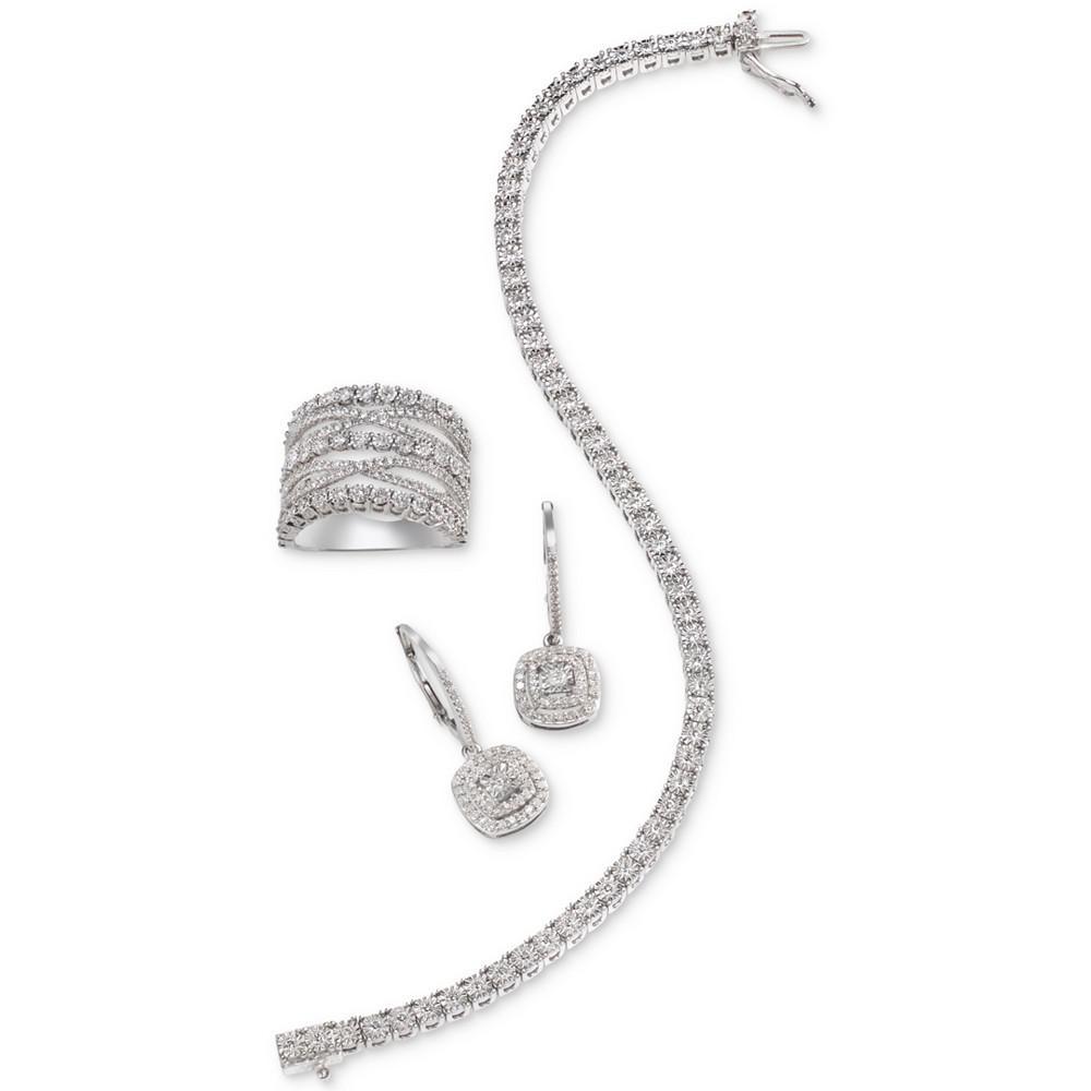 商品Macy's|Diamond Halo Drop Earrings (1/2 ct. t.w.) in Sterling Silver, 14k Rose Gold Sterling Silver & 14k Gold Sterling Silver.,价格¥1459,第5张图片详细描述
