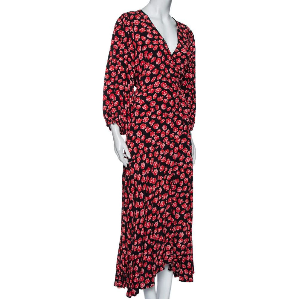 商品[二手商品] Ganni|Ganni Black Floral Printed Crepe Balloon Sleeve Detail Wrap Dress M,价格¥763,第2张图片详细描述