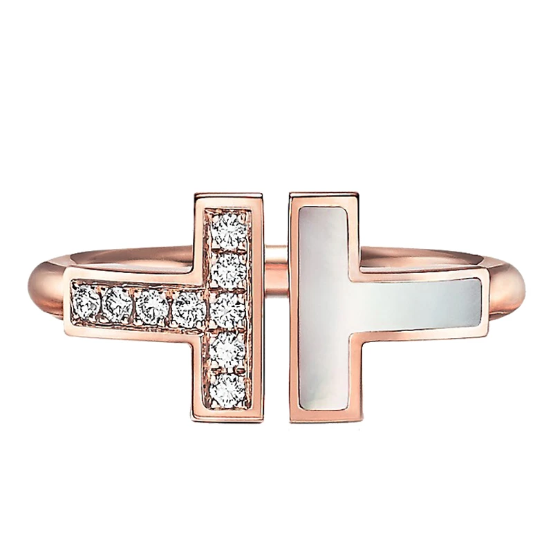   Tiffany & Co./蒂芙尼 18K金 玫瑰金 珍珠母贝和钻石线圈戒指GRP11097 商品