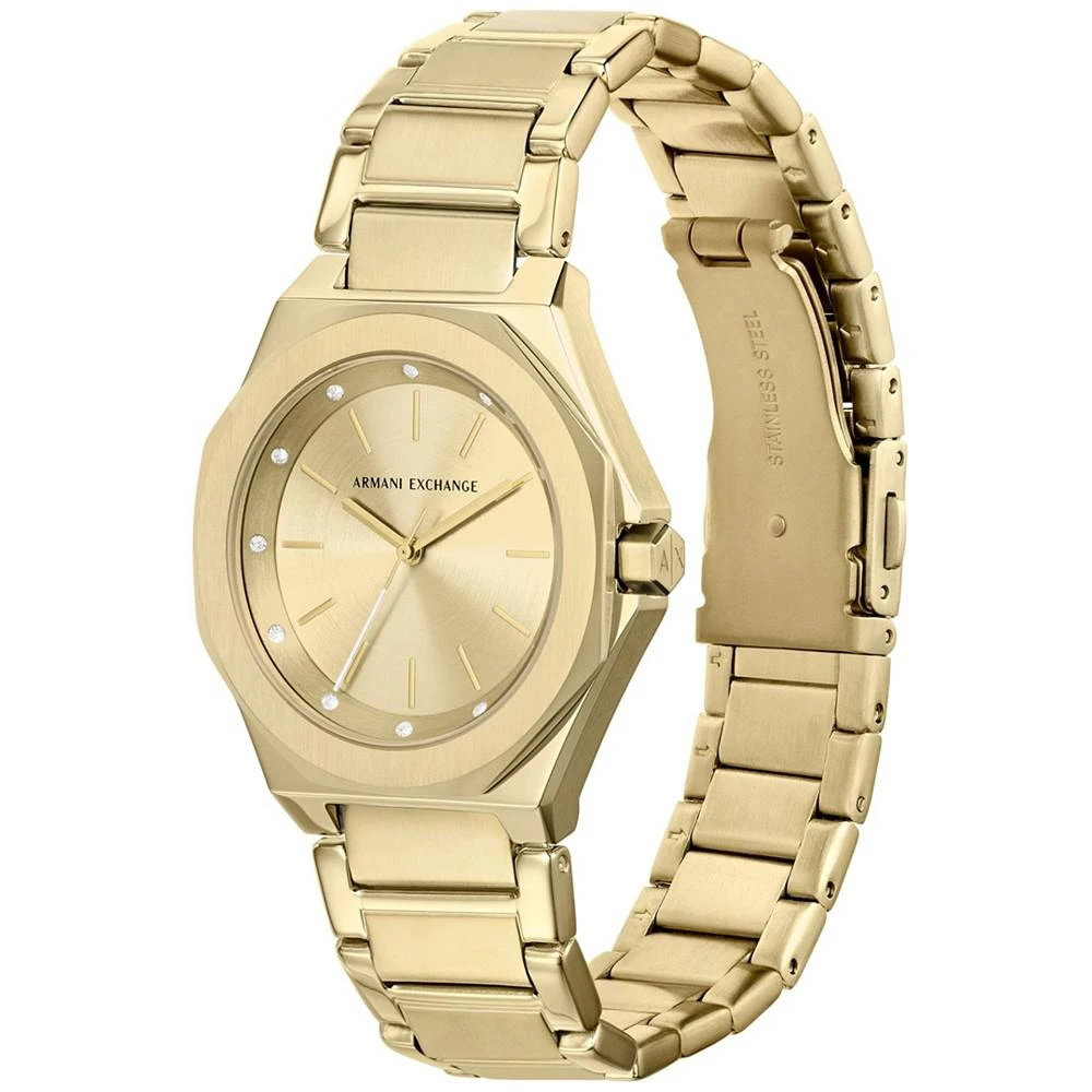 商品Armani Exchange|Women's Quartz Three Hand Gold-Tone Stainless Steel Watch 34mm,价格¥1426,第2张图片详细描述