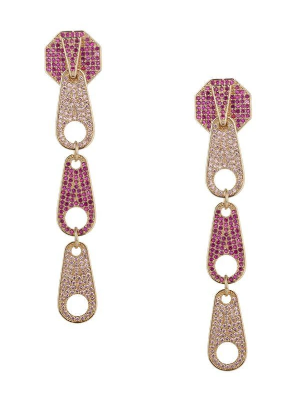商品Eye Candy LA|Luxe Madison Two-Tone Cubic Zirconia Drop Earrings,价格¥430,第1张图片