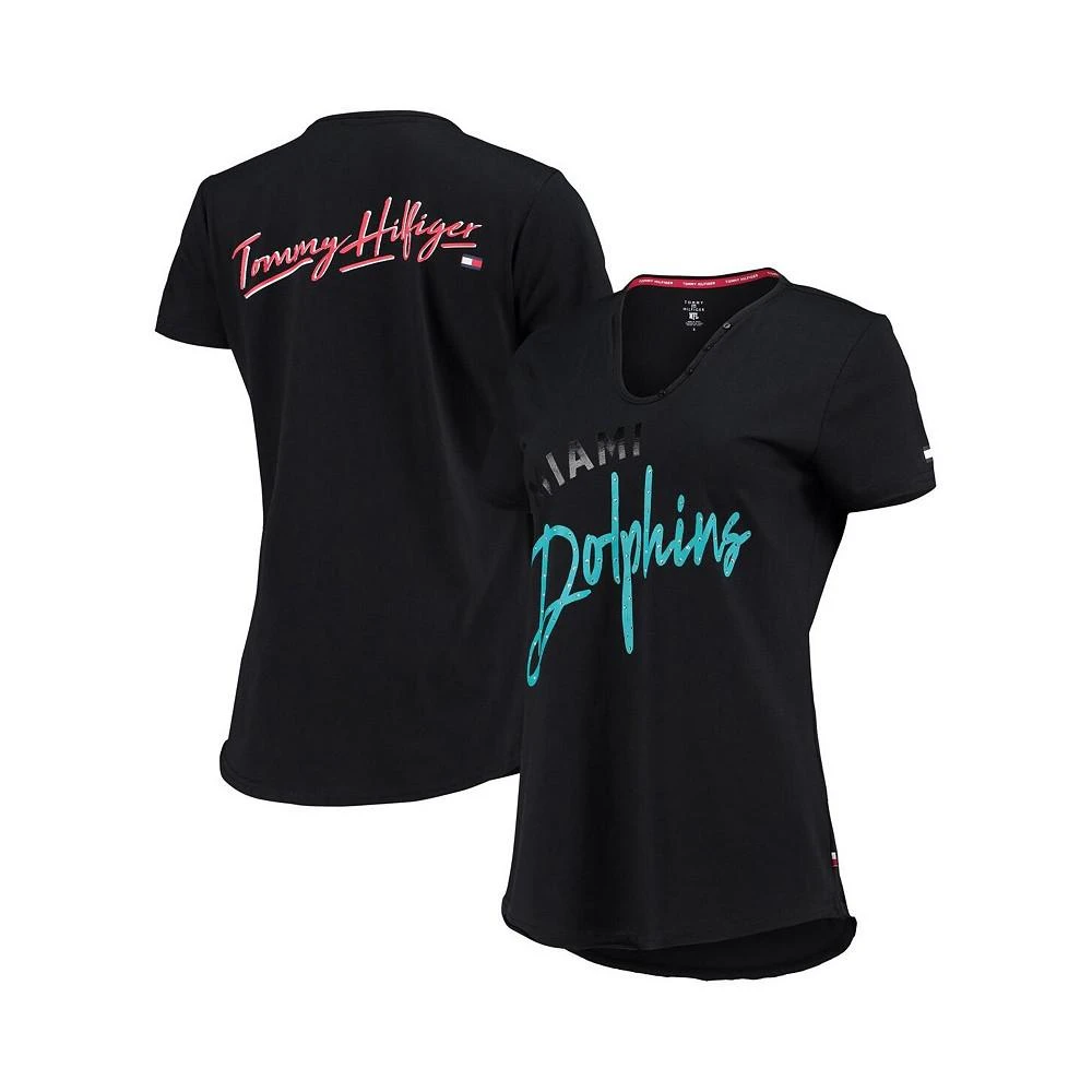 商品Tommy Hilfiger|Women's Black Miami Dolphins Riley V-Neck T-shirt,价格¥265,第1张图片