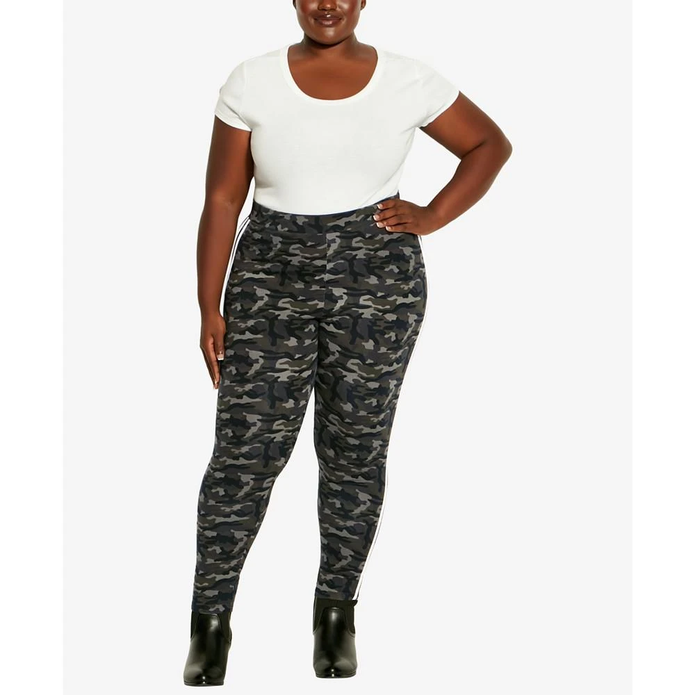 商品Avenue|Plus Size 2 Stripe Print Legging Pants,价格¥248,第5张图片详细描述