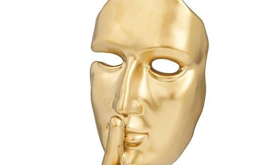 Goldtone Porcelain Quiet Gesture Mask Sculpture 商品