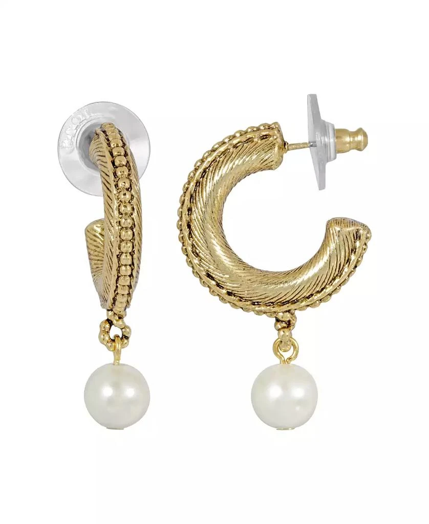 商品2028|Women's 14K Gold-tone Imitation Pearl Drop Hoop Earrings,价格¥195,第1张图片