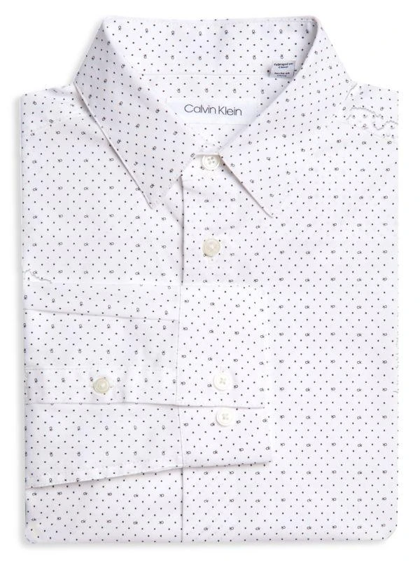 商品Calvin Klein|Boy's Husky Slim Fit Logo Polka Dot Shirt,价格¥225,第2张图片详细描述