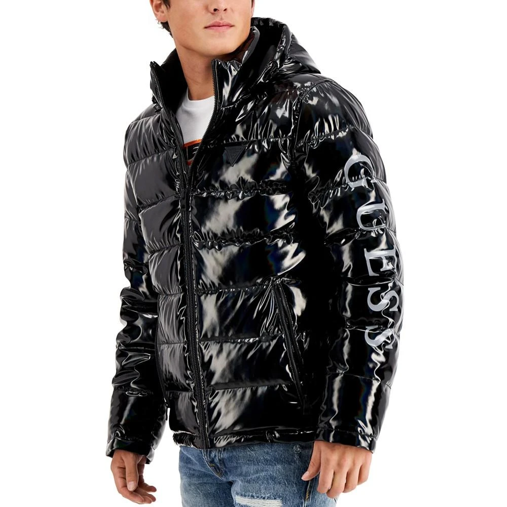 商品GUESS|Men's Holographic Hooded Puffer Jacket,价格¥675,第3张图片详细描述