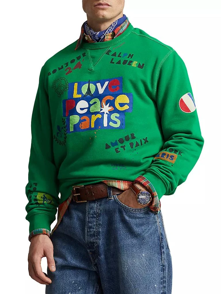 商品Ralph Lauren|'Love, Peace' Fleece Crewneck Sweatshirt,价格¥1829,第3张图片详细描述