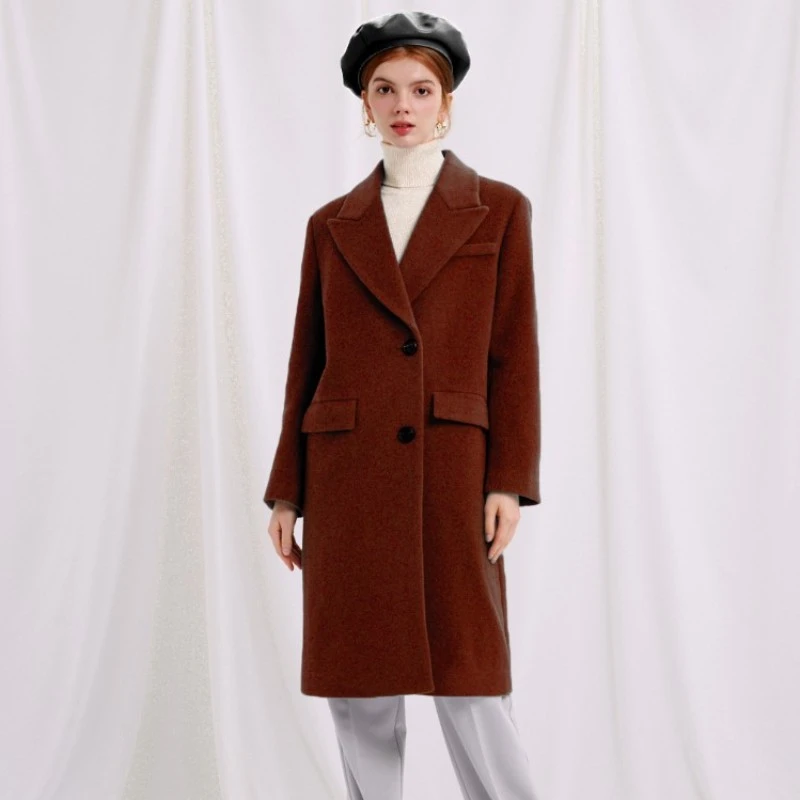 商品[国内直发] Petite Studio NYC|Freya Wool Coat - Cinnamon | Freya羊毛大衣 - 深棕色,价格¥471,第1张图片