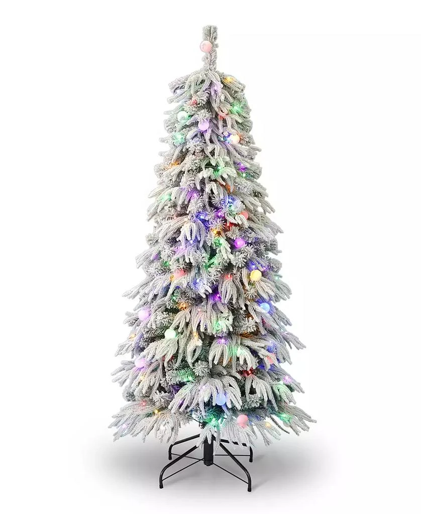 商品Seasonal|Frosted Acadia 6' Pre-Lit Flocked PE Mixed PVC Slim Tree with Metal Standing, 1865 Tips, 200 Changing LED Lights,价格¥880,第2张图片详细描述