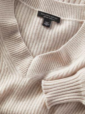 商品Saks Fifth Avenue|Ribbed V Neck Boxy Cashmere Sweater,价格¥787,第3张图片详细描述