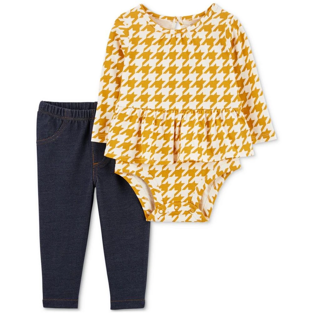 商品Carter's|Baby Girls Houndstooth Peplum Bodysuit and Pants, 2 Piece Set,价格¥62,第1张图片