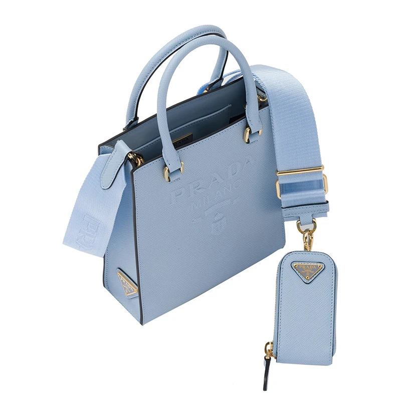 PRADA/普拉达 22新款 女士小号天蓝色saffiano皮革珐琅徽标拆卸织物肩带单肩手提斜挎包1BA333_NZV_F0076_V_N2A 商品