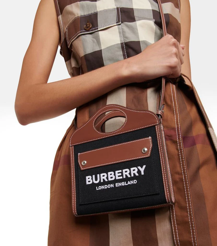 商品Burberry|Pocket Mini canvas and leather tote bag,价格¥8199,第2张图片详细描述