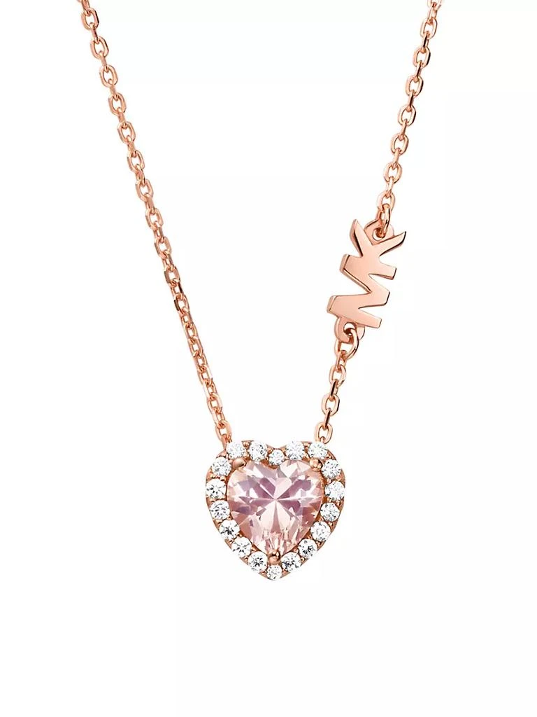 商品Michael Kors|14K-Rose-Gold-Plated & Crystal Heart Pendant Necklace,价格¥938,第3张图片详细描述