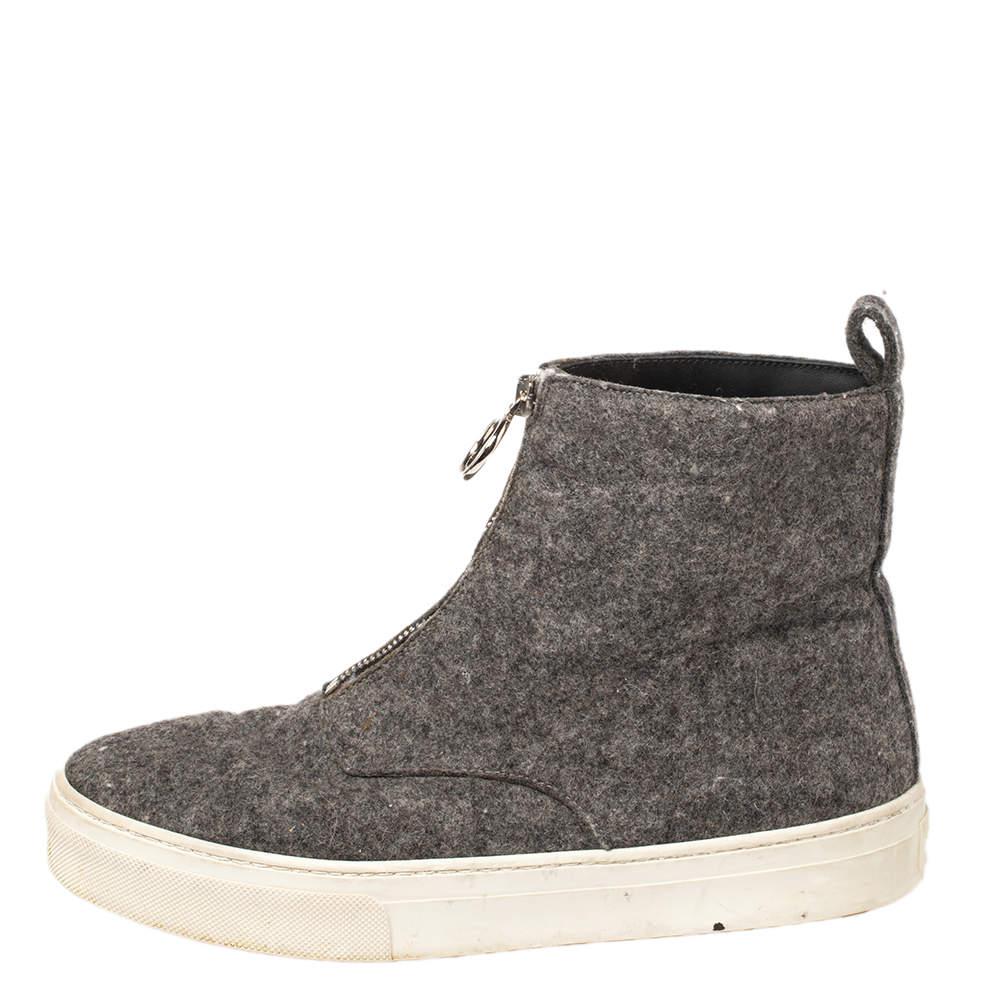 Celine Grey Wool Felt High Top Zip Up Sneaker Size 38商品第2张图片规格展示