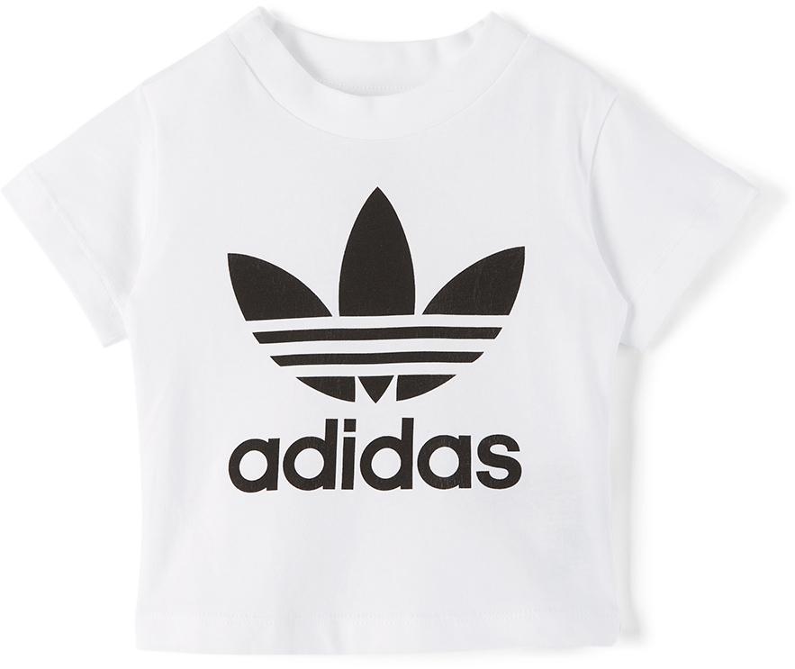 Baby White & Black Trefoil T-Shirt & Shorts Set商品第2张图片规格展示