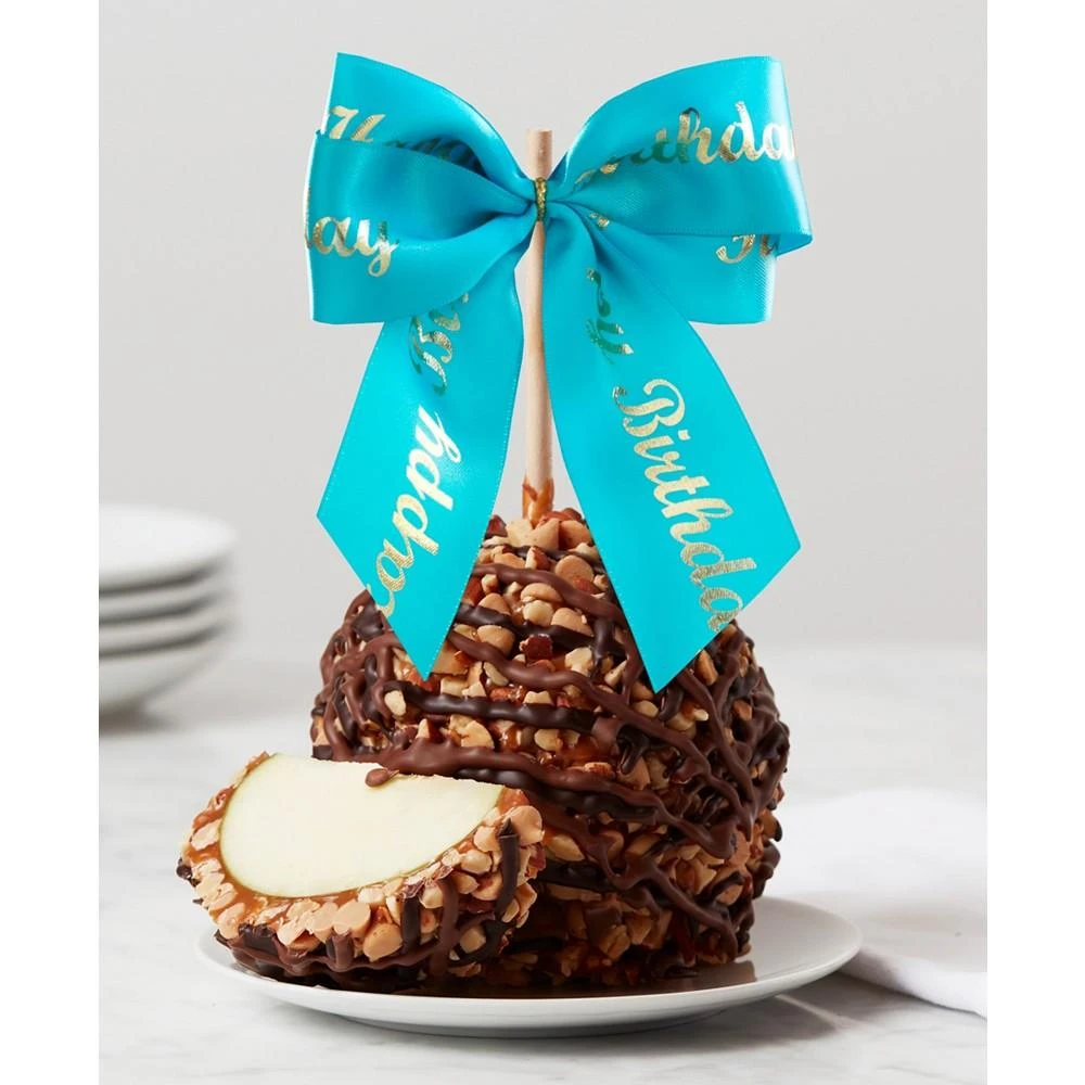 商品Mrs. Prindables|Chocolate Peanut Butter Almond Happy Birthday Ribbon Jumbo Caramel Apple,价格¥217,第1张图片