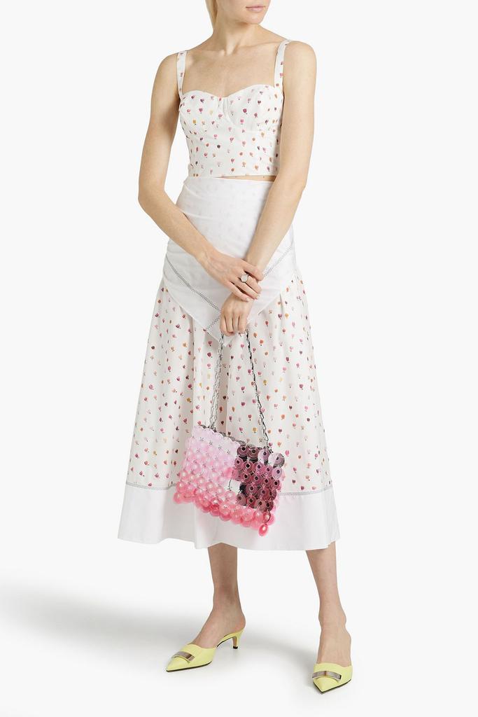 Layered floral-print cotton-poplin midi skirt商品第2张图片规格展示