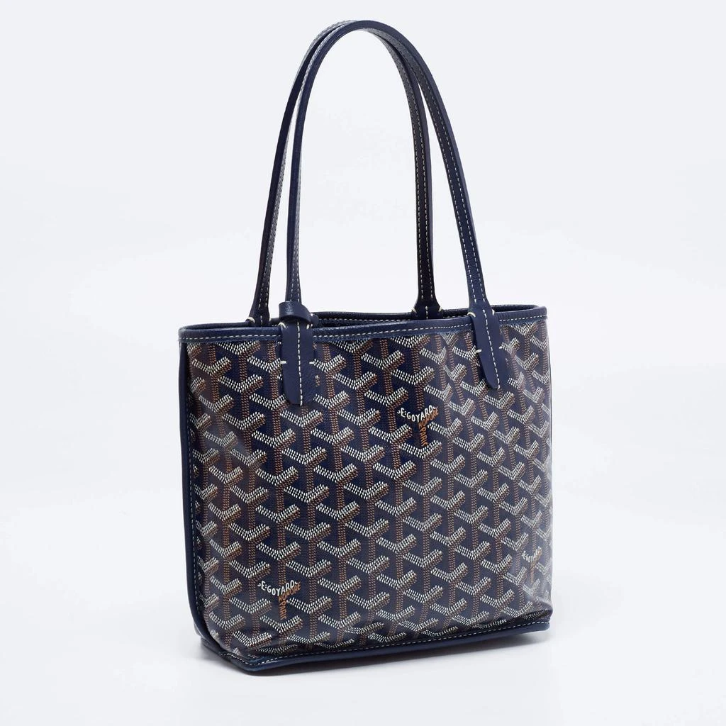 商品[二手商品] Goyard|Goyard Navy Blue Goyardine Coated Canvas and Leather Mini Anjou Tote,价格¥15897,第3张图片详细描述