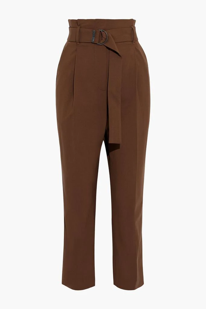 商品Brunello Cucinelli|Cropped belted wool-blend straight-leg pants,价格¥3844,第1张图片