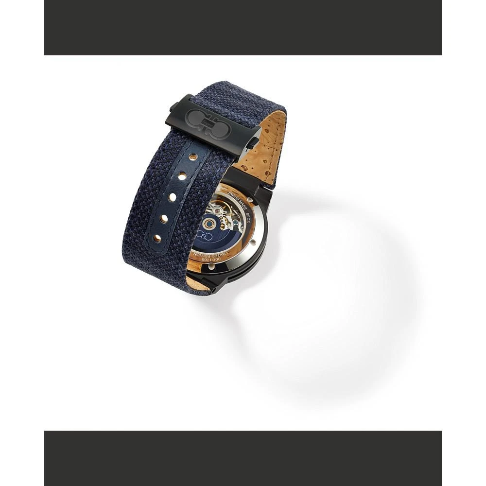 商品Salvatore Ferragamo|Men's Swiss Automatic F-80 Blue PET & Cork Strap Watch 41mm,价格¥17729,第4张图片详细描述