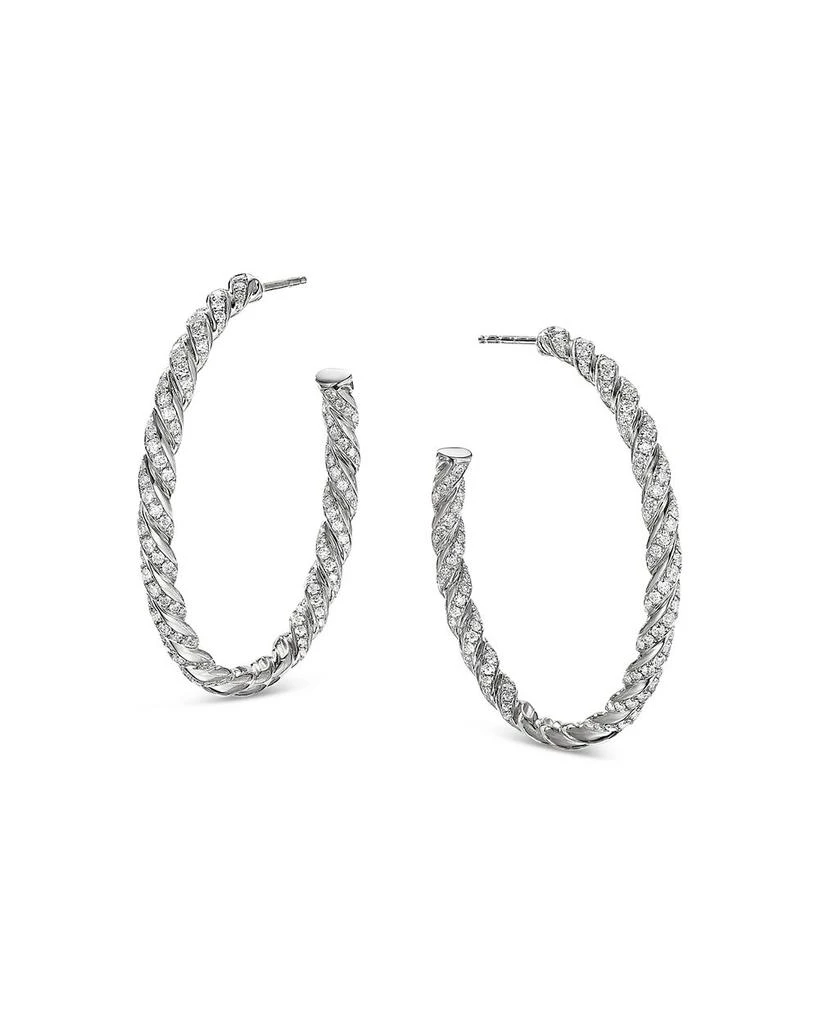 商品David Yurman|Pavéflex Hoop Earrings in 18K White Gold,价格¥66417,第1张图片