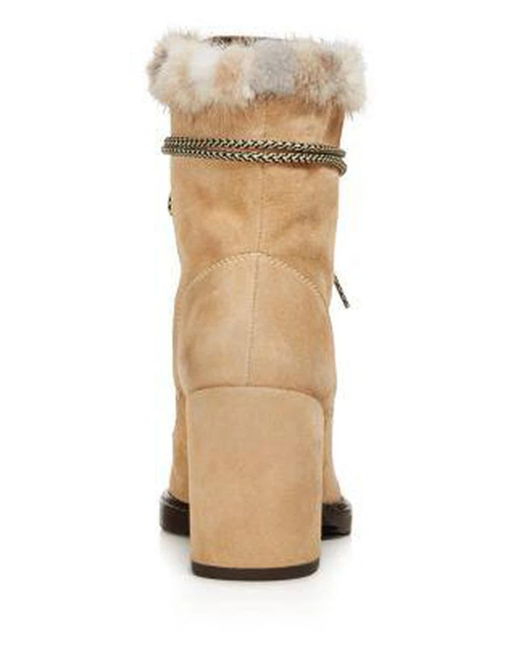 商品Stuart Weitzman|Women's Yukon Suede & Mink Fur Lace Up Block Heel Booties ,价格¥2983,第4张图片详细描述