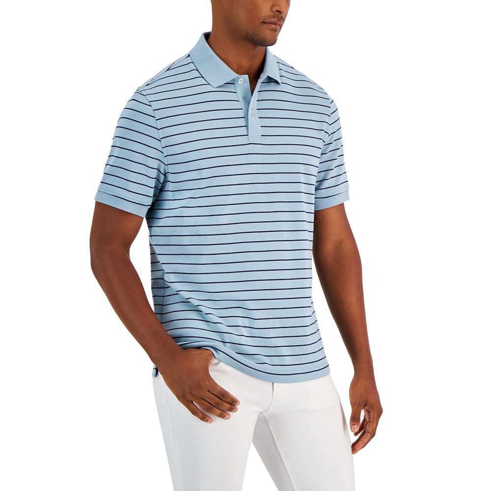 Men's Striped Interlock Polo Shirt, Created for Macy's商品第1张图片规格展示