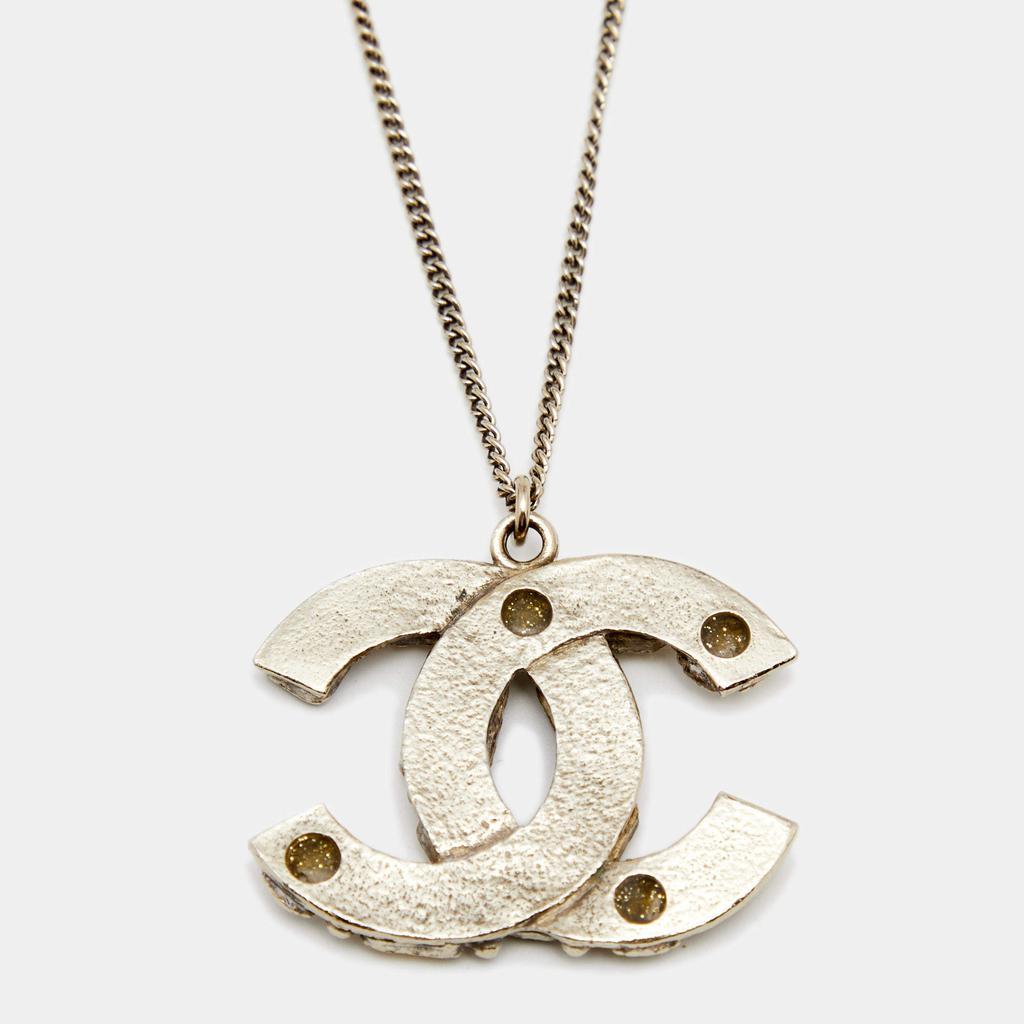 商品[二手商品] Chanel|Chanel CC Crystal Resin Gold Tone Pendant Necklace,价格¥3741,第5张图片详细描述