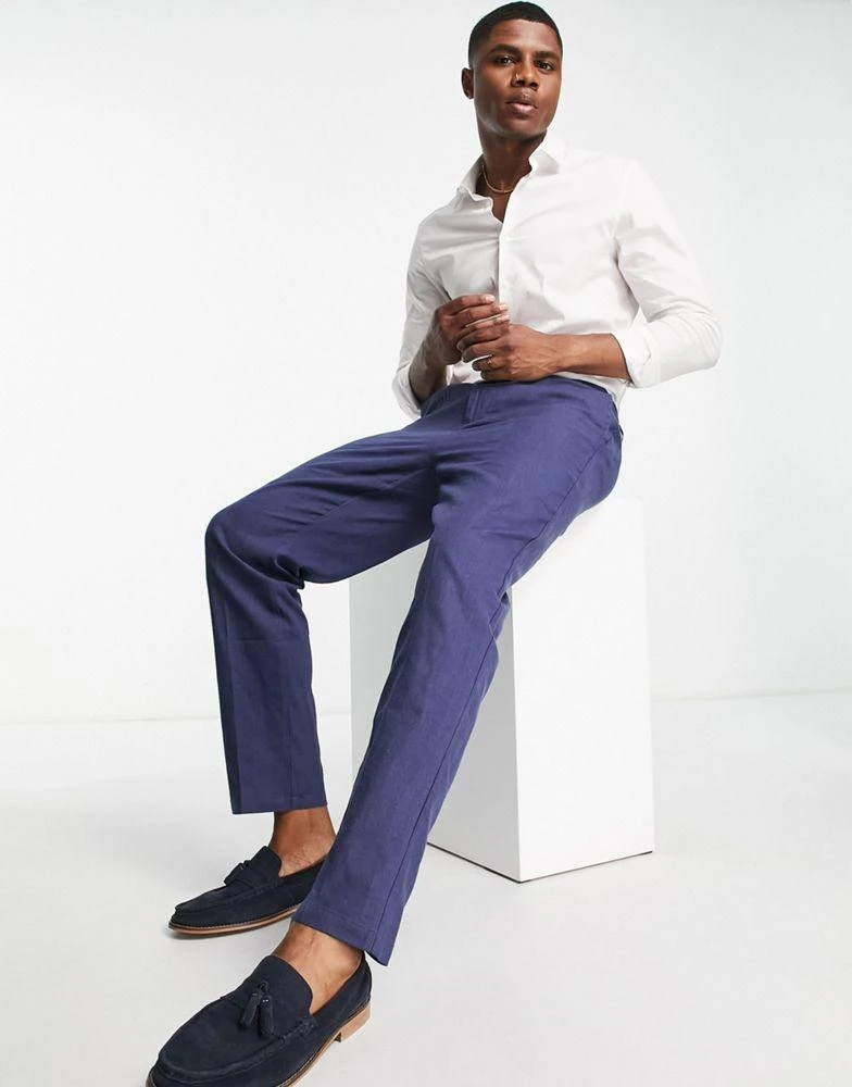 商品Bando|Bando straight leg suit trousers in navy,价格¥137,第3张图片详细描述