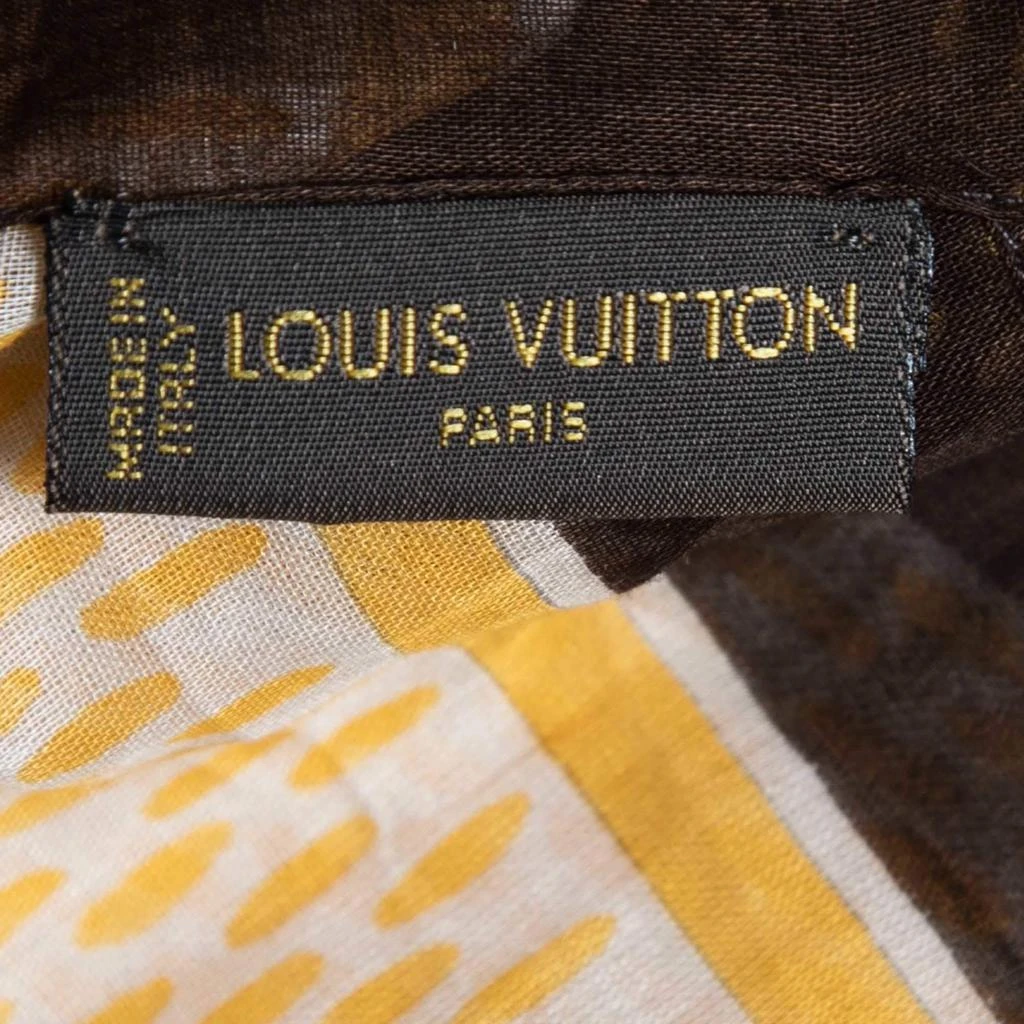 商品[二手商品] Louis Vuitton|Louis Vuitton Yellow/Brown Damier Azur Print Cotton Bandana Scarf,价格¥2414,第3张图片详细描述