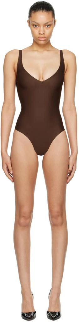 商品SKIMS|Brown SKIMS Body Plunge Bodysuit,价格¥589,第1张图片
