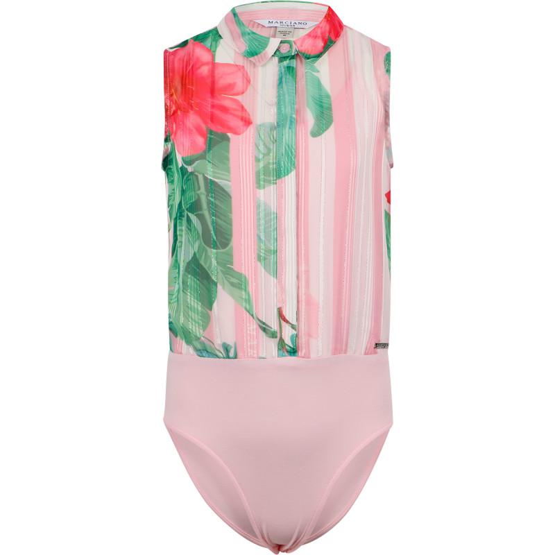 Floral print sleeveless bodysuit blouse商品第1张图片规格展示