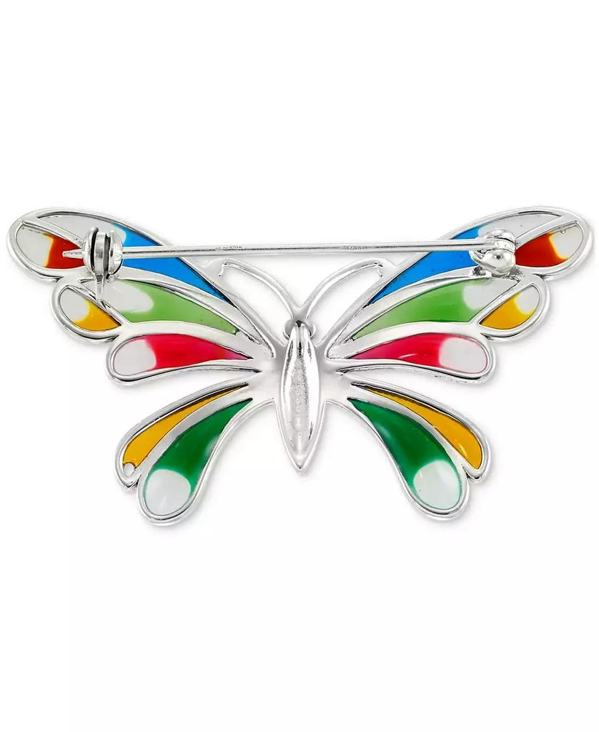 商品Macy's|Marcasite (1/10 ct. t.w.), Cubic Zirconia, & Multicolor Enamel Butterfly Pin in Sterling Silver,价格¥1779,第3张图片详细描述