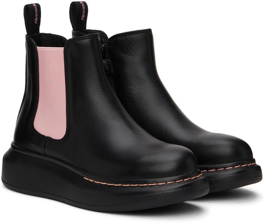 商品Alexander McQueen|Kids Black & Pink Hybrid Chelsea Boots,价格¥3612,第6张图片详细描述
