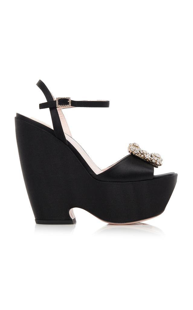 Roger Vivier - Flower Satin Platform Sandals - Black - IT 38 - Moda Operandi商品第1张图片规格展示