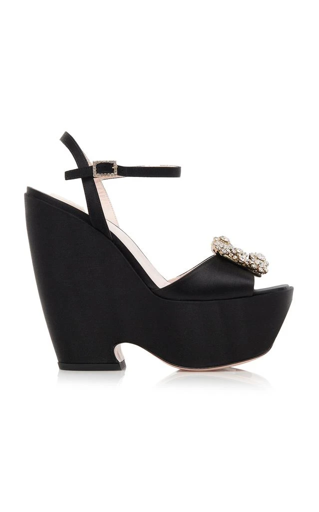 商品Roger Vivier|Roger Vivier - Flower Satin Platform Sandals - Black - IT 35 - Moda Operandi,价格¥18230,第1张图片